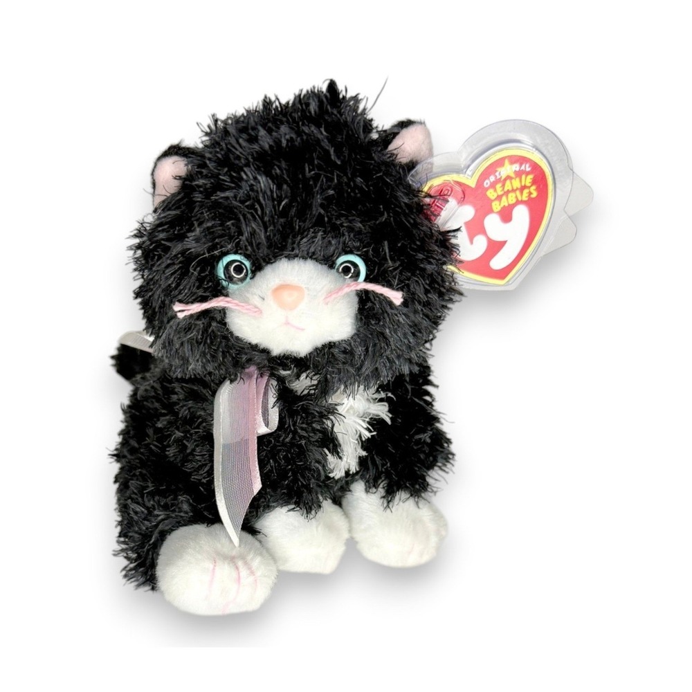 Cabaret the Cat | Fluffy Tuxedo Kitty | Mint Heart Tag TY Beanie Baby